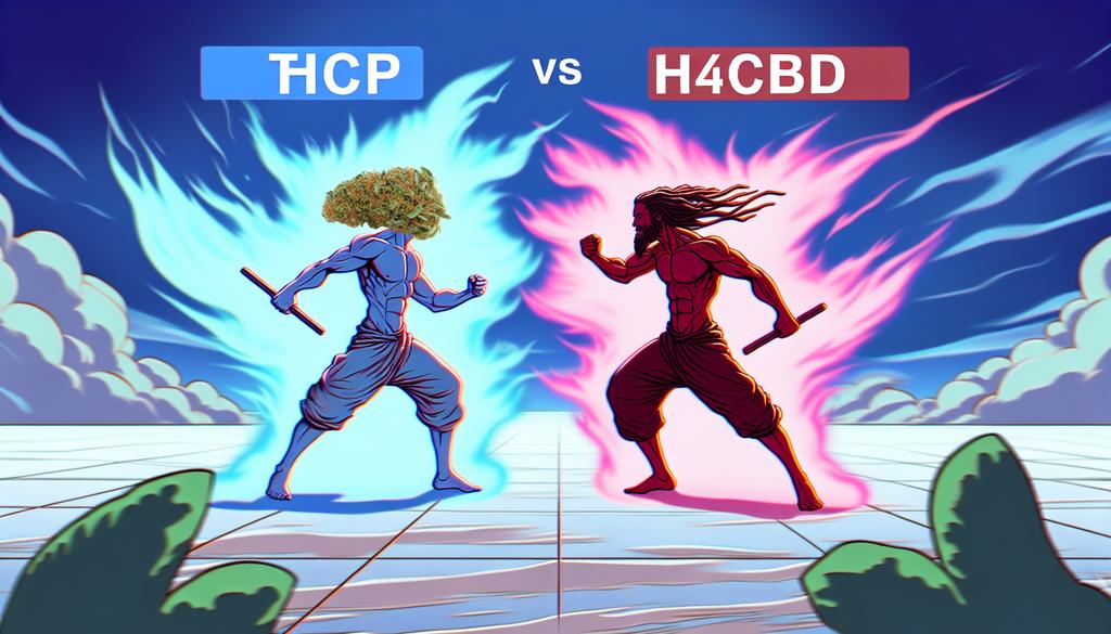 alt-text: "La Bataille des Cannabinoïdes : THCP vs H4CBD - Comparaison des forces, différences et bénéfices pour vous"