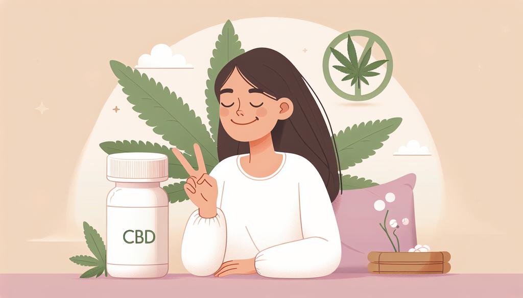 Image de mise en avant pour l'article de blog "Fini les Dysménorrhée avec le CBD !" : Illustration d'une femme souriante tenant un flacon de CBD, symbolisant le soulagement des douleurs menstruelles grâce au CBD.