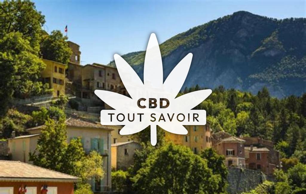 Village à CaSaintellet-les-Sausses avec feuille Cannabis CBD
