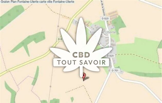 Village à Fontaine-Uterte avec feuille Cannabis CBD
