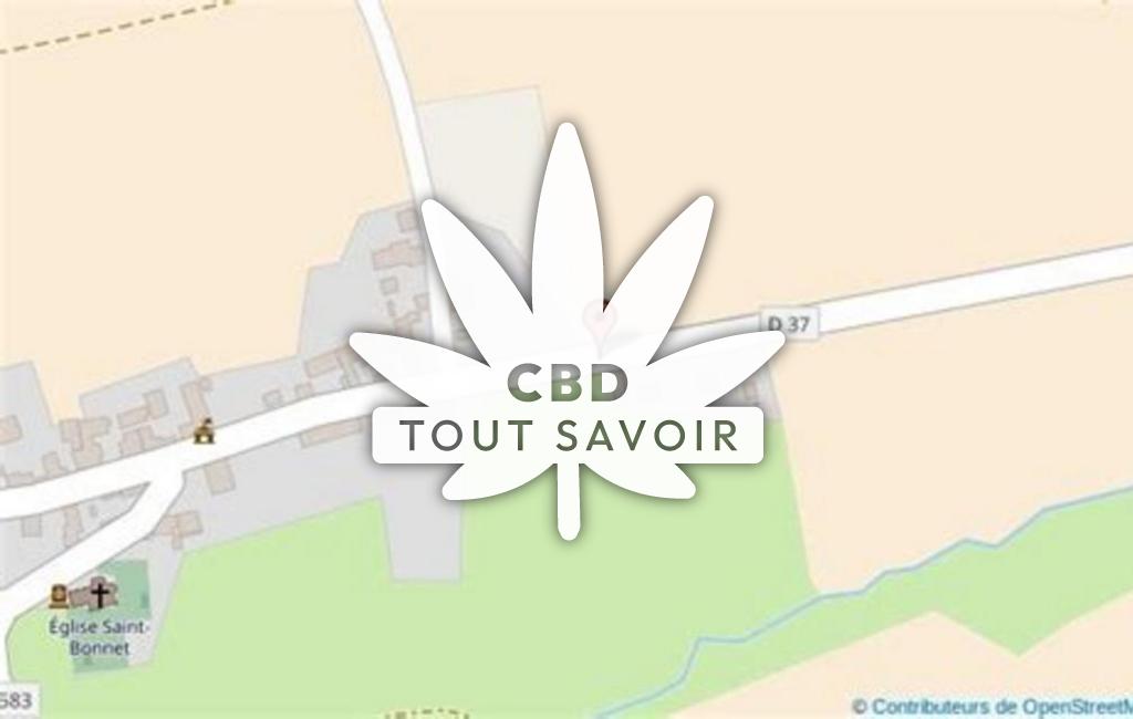 Village à Naves avec feuille Cannabis CBD