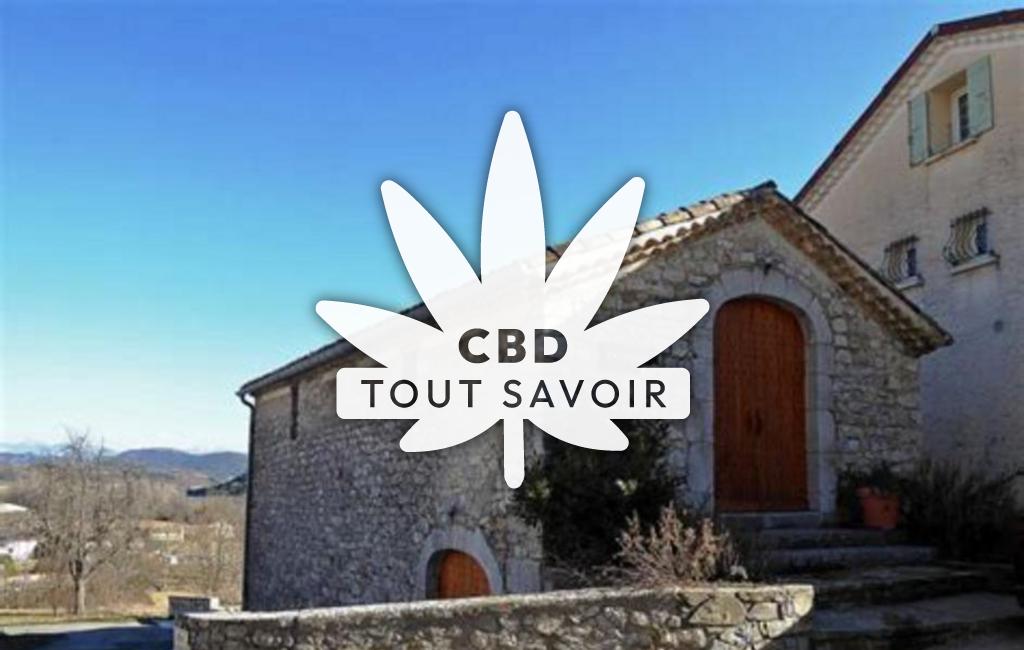 Village à Trescleoux avec feuille Cannabis CBD