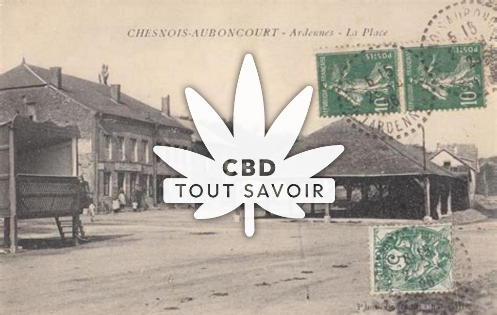 Village à Chesnois-Auboncourt avec feuille Cannabis CBD