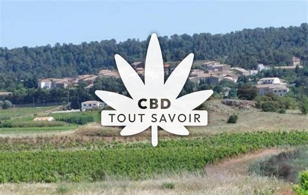 Village à Montbrun-des-Corbieres avec feuille Cannabis CBD
