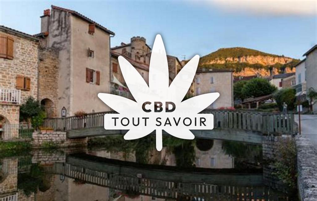 Village à Creissels avec feuille Cannabis CBD