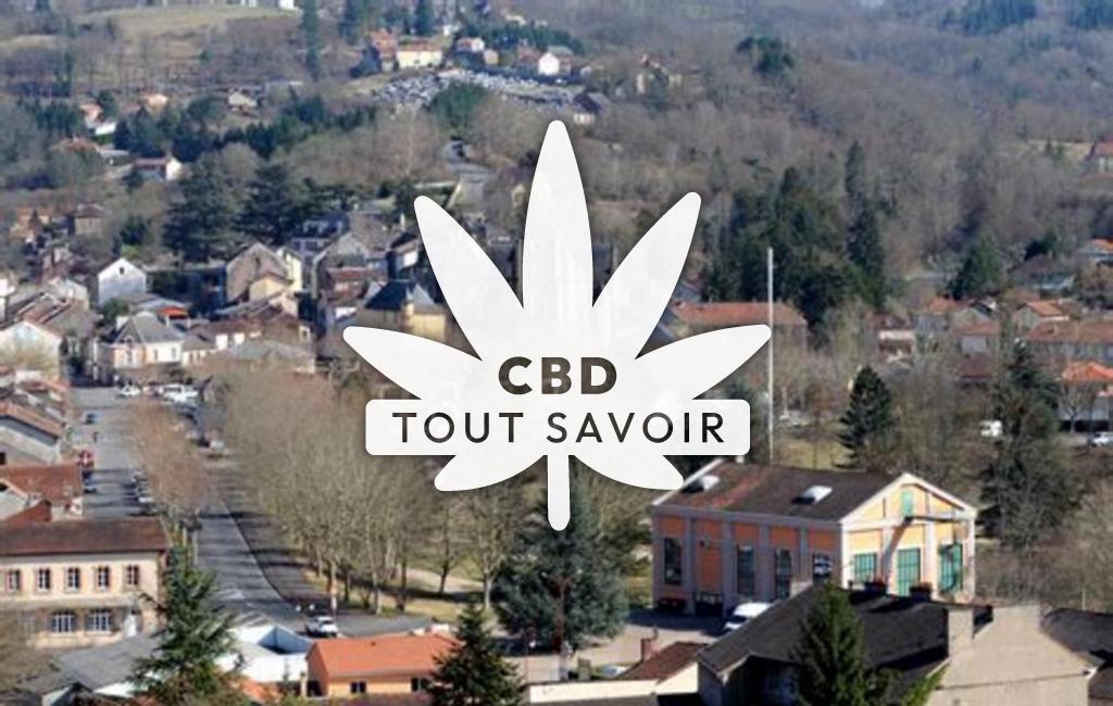 Village à Cransac avec feuille Cannabis CBD