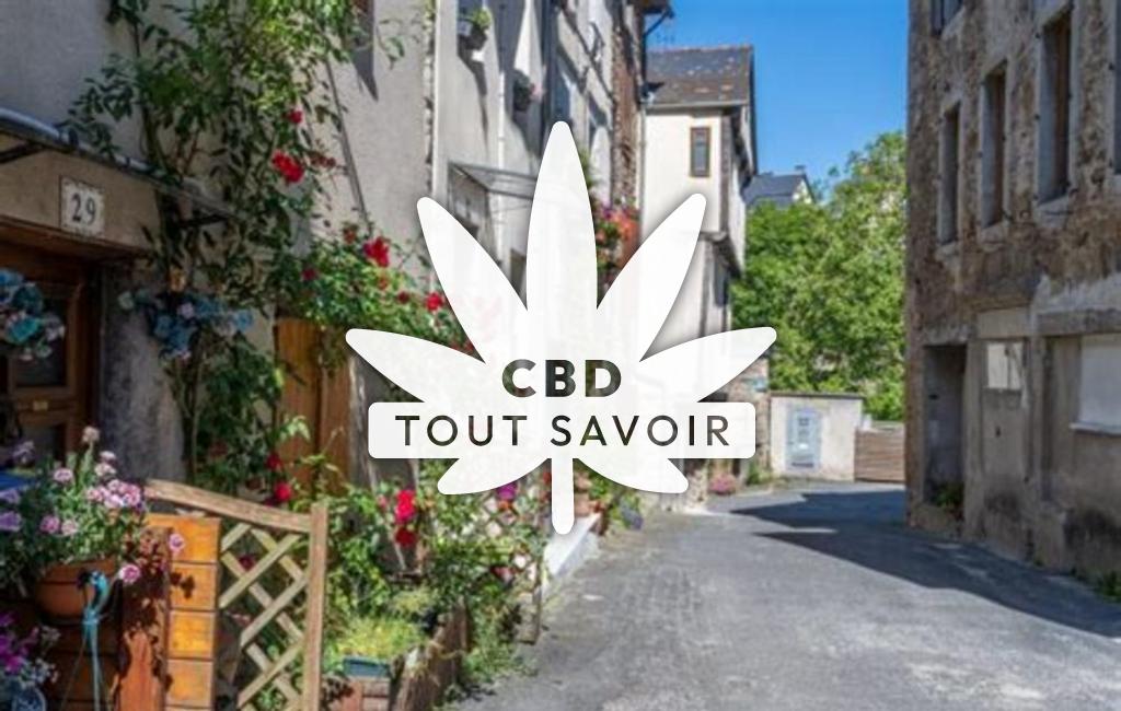 Village à Cassagnes-Begonhes avec feuille Cannabis CBD
