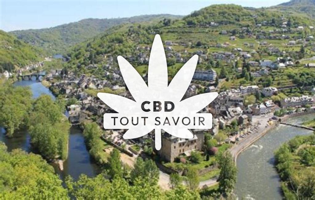 Village à Entraygues-sur-Truyere avec feuille Cannabis CBD