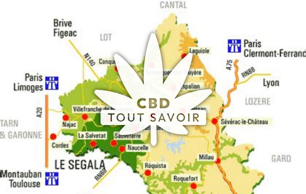 Village à Le-Bas-Segala avec feuille Cannabis CBD