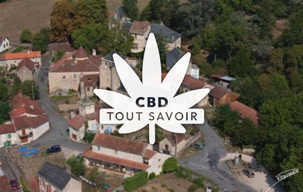 Village à Toulonjac avec feuille Cannabis CBD