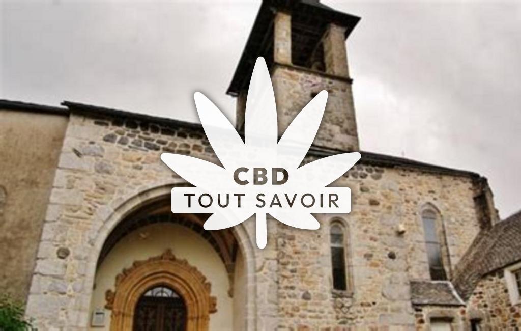 Village à Soulages-Bonneval avec feuille Cannabis CBD