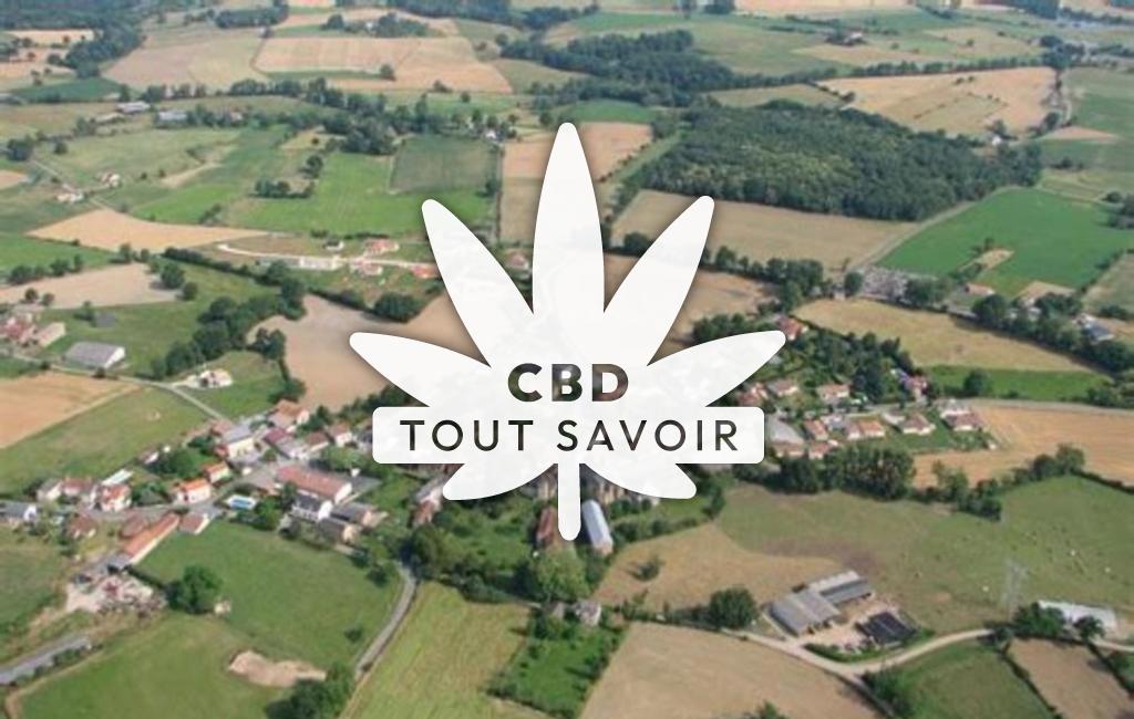 Village à Galgan avec feuille Cannabis CBD
