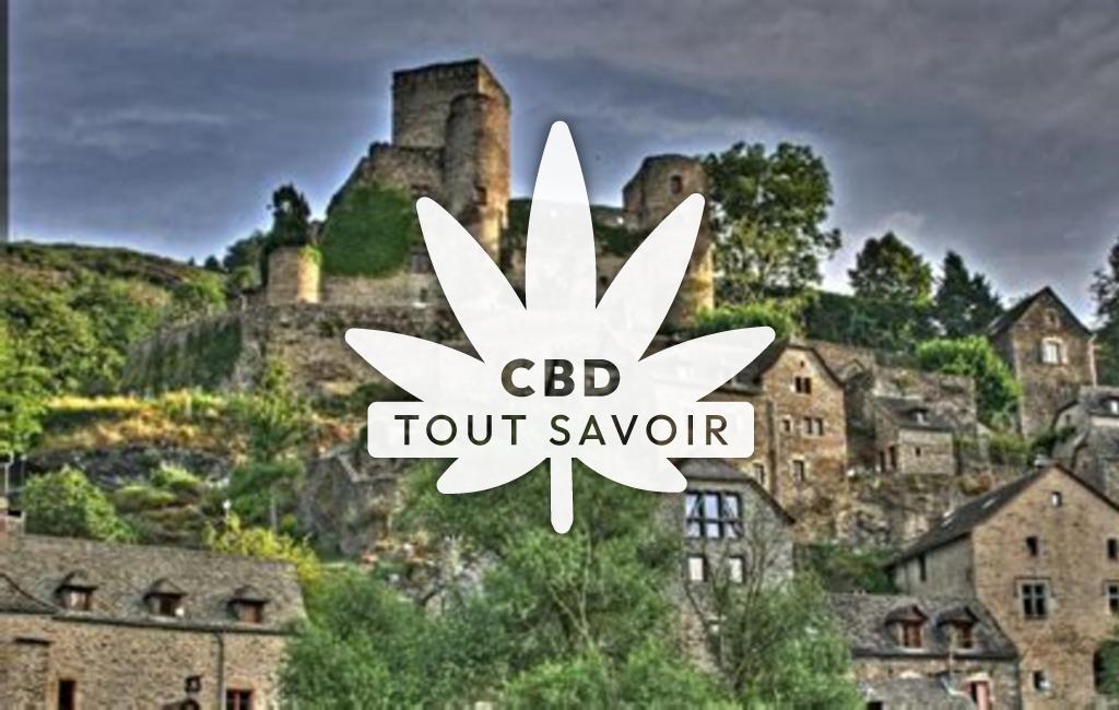 Village à Roussennac avec feuille Cannabis CBD