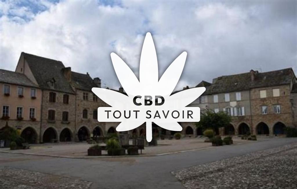 Village à Colombies avec feuille Cannabis CBD
