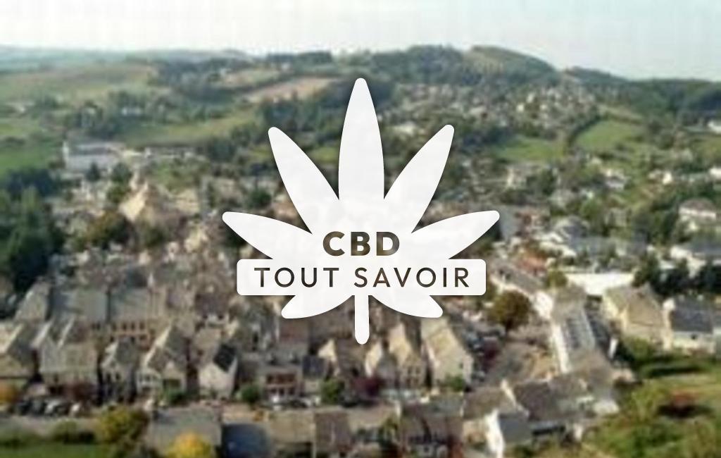Village à Rieupeyroux avec feuille Cannabis CBD