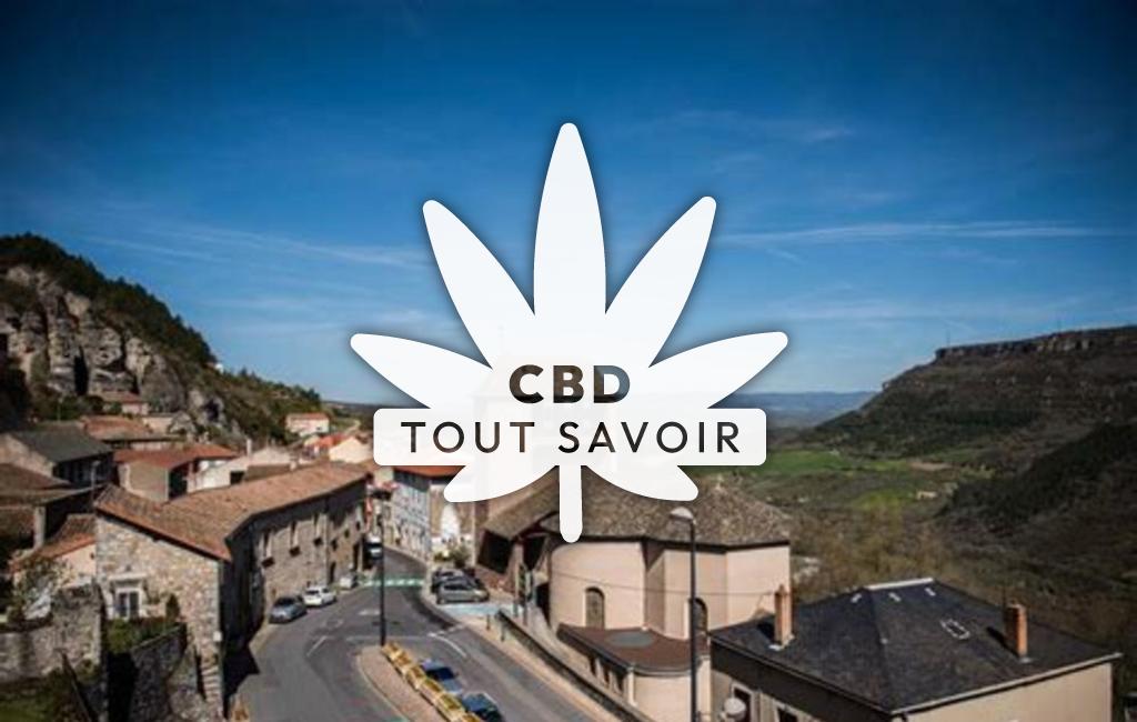 Village à Roquefort-sur-Soulzon avec feuille Cannabis CBD