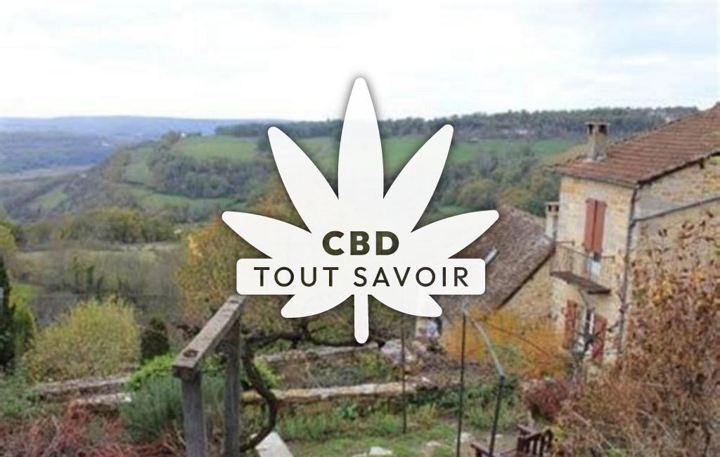 Village à Montsales avec feuille Cannabis CBD