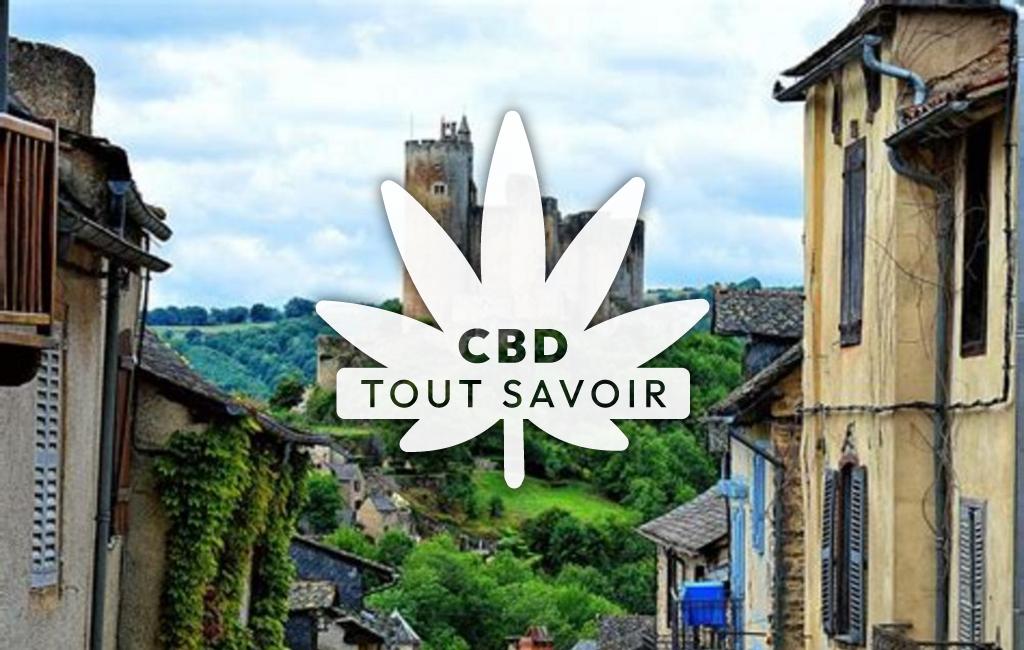 Village à Najac avec feuille Cannabis CBD