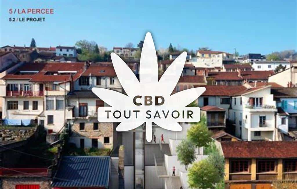 Village à Decazeville avec feuille Cannabis CBD
