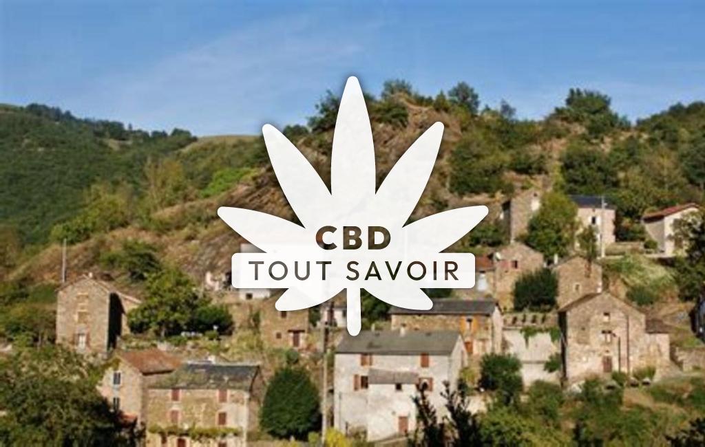 Village à Balaguier-sur-Rance avec feuille Cannabis CBD