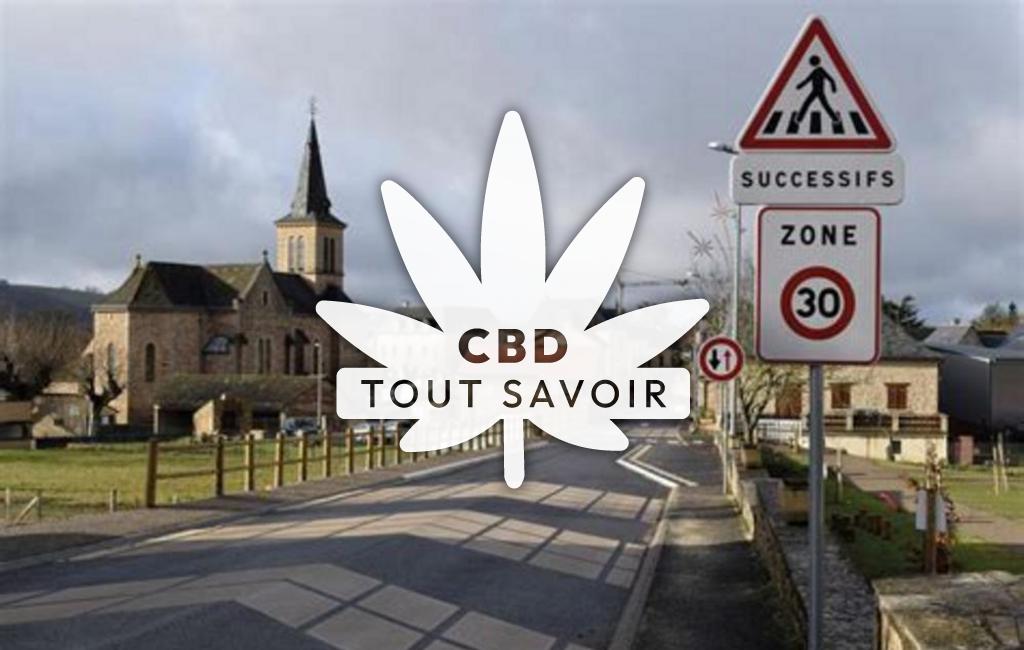 Village à Goutrens avec feuille Cannabis CBD