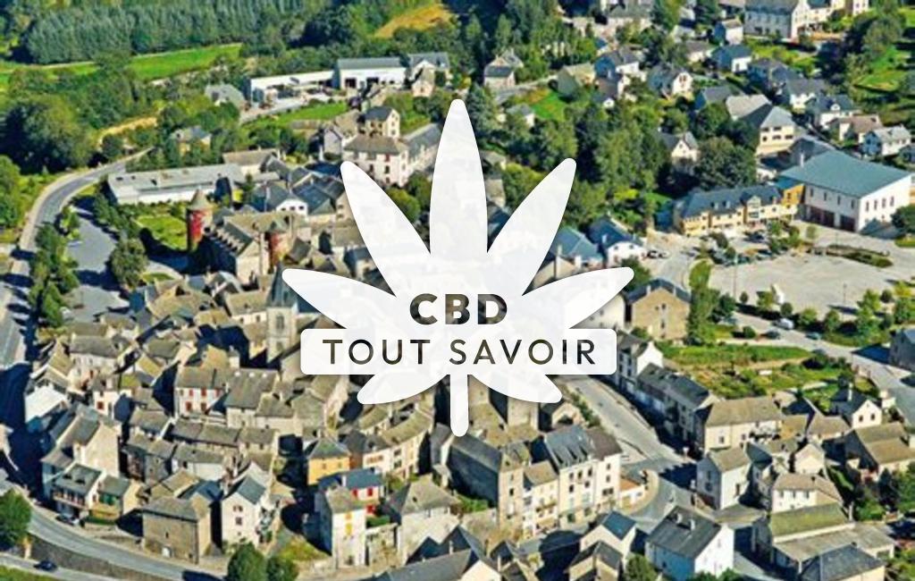 Village à Salles-Curan avec feuille Cannabis CBD