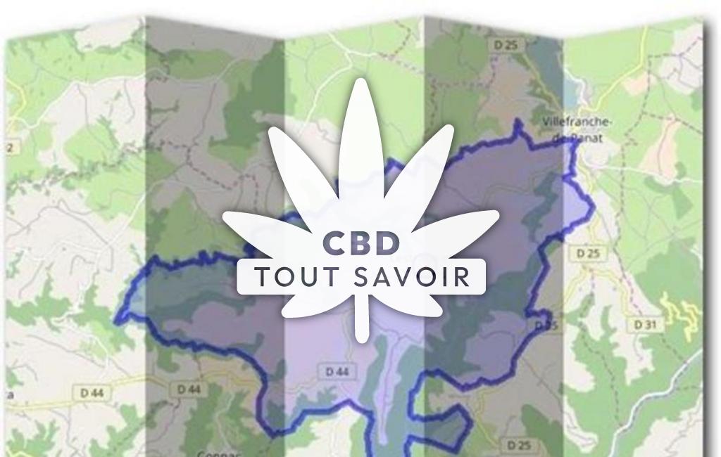 Village à Lestrade-Et-Thouels avec feuille Cannabis CBD