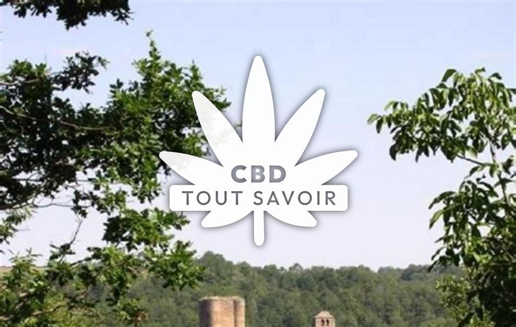 Village à Calmont avec feuille Cannabis CBD