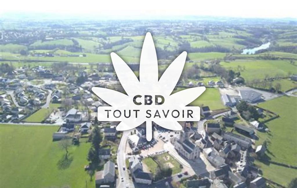 Village à Luc-la-Primaube avec feuille Cannabis CBD