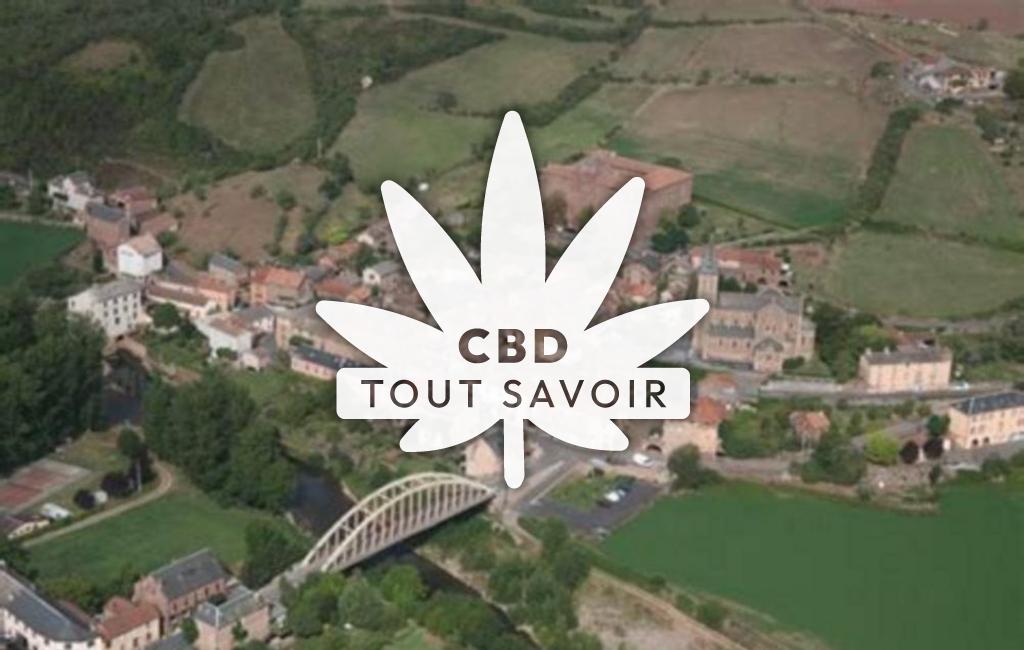 Village à Saint-Izaire avec feuille Cannabis CBD