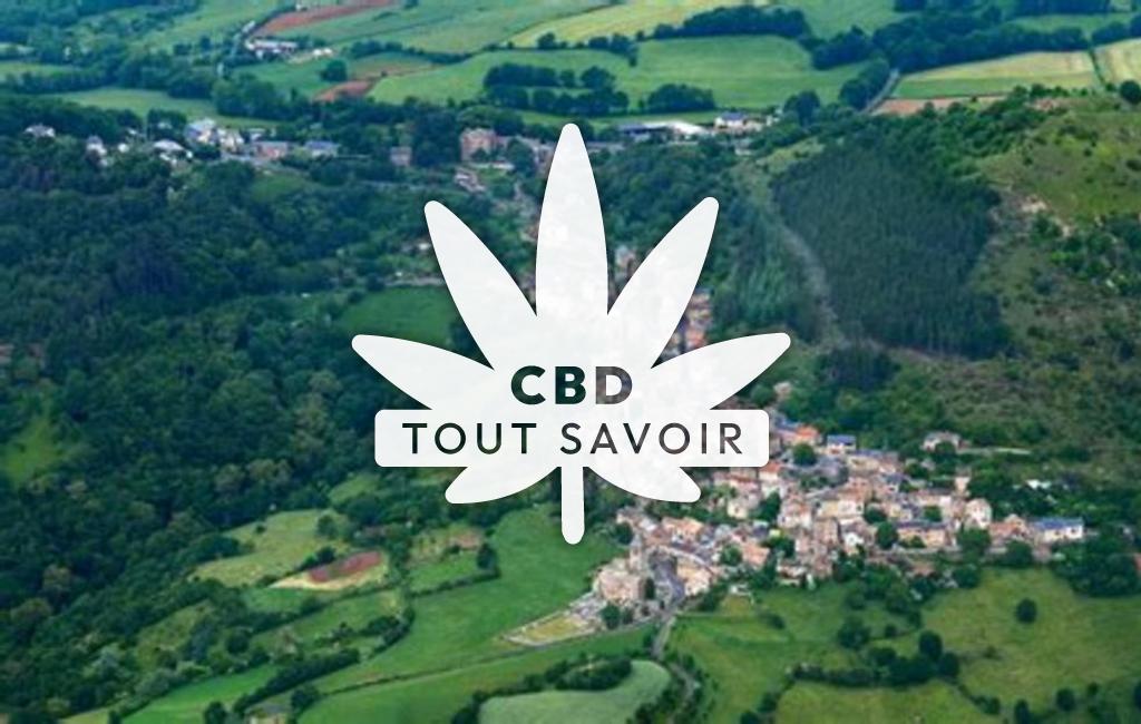 Village à Montjaux avec feuille Cannabis CBD
