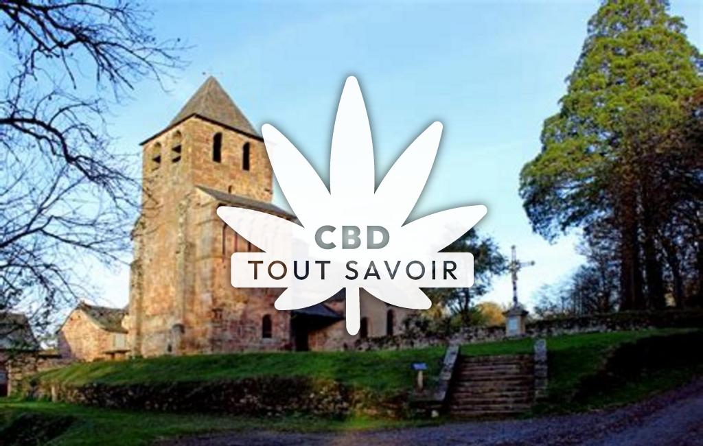 Village à Bessuejouls avec feuille Cannabis CBD