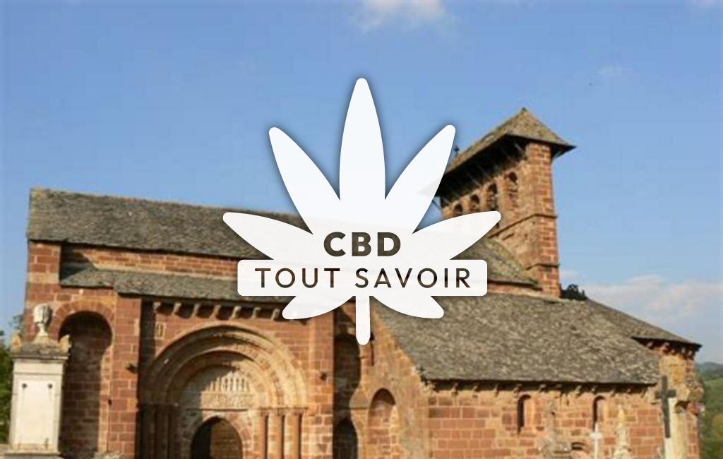 Village à Espalion avec feuille Cannabis CBD