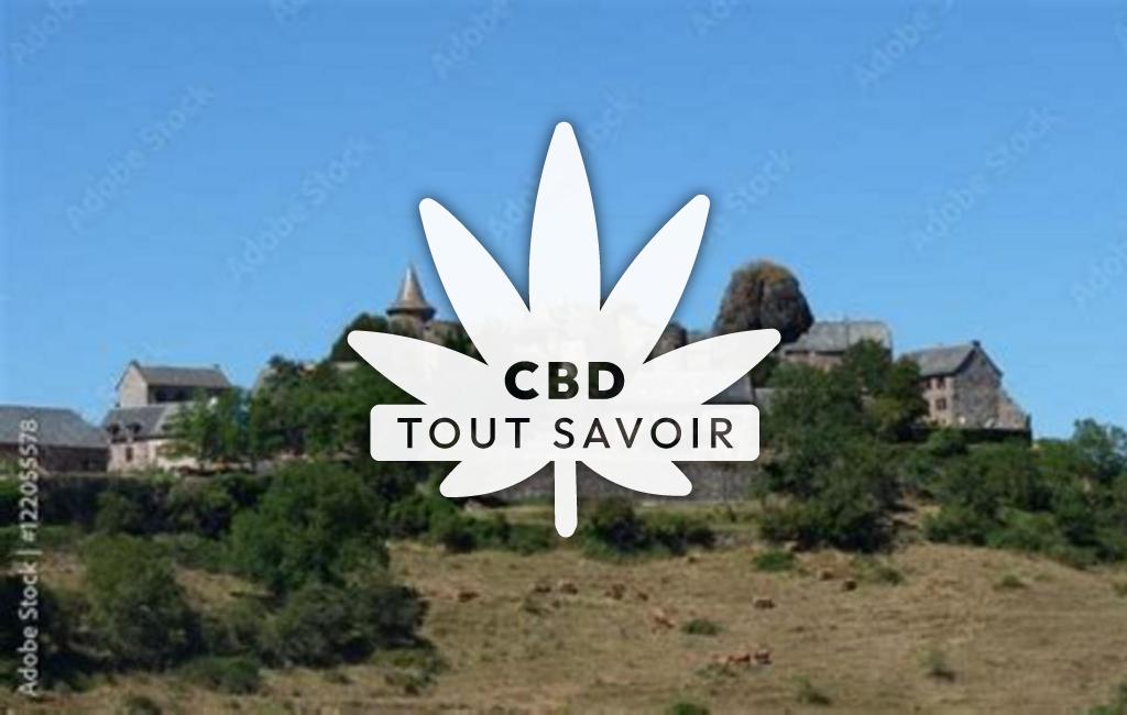 Village à Lassouts avec feuille Cannabis CBD