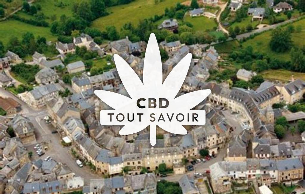 Village à Saint-Come-D'Olt avec feuille Cannabis CBD