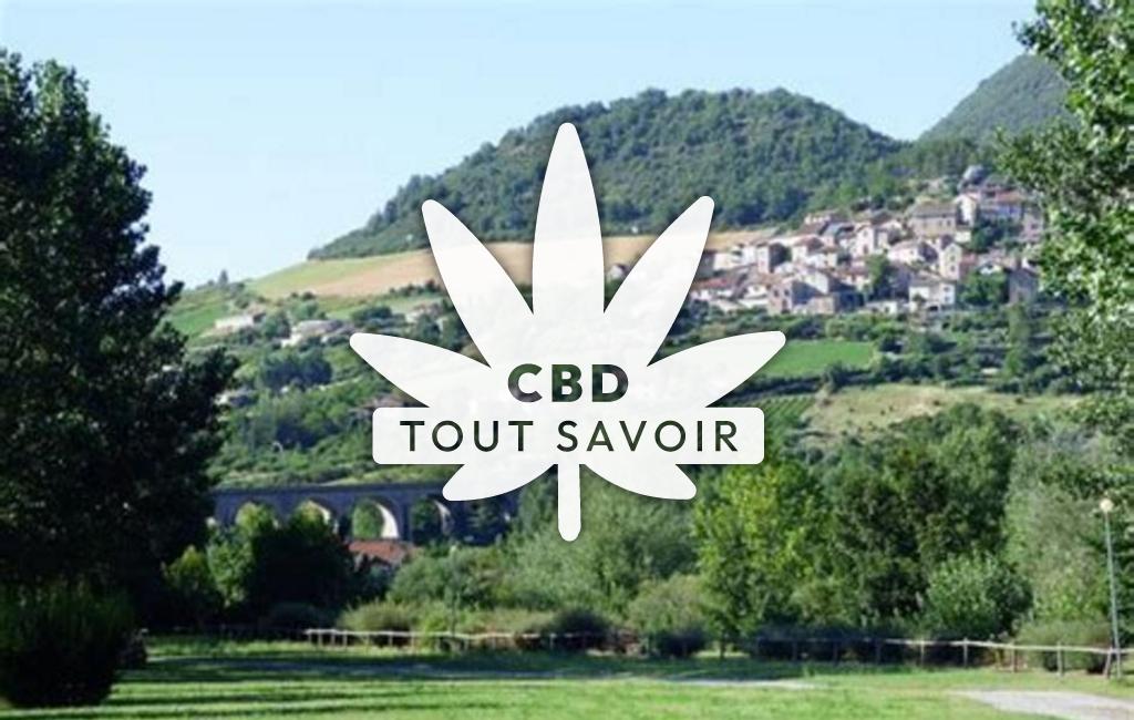 Village à Aguessac avec feuille Cannabis CBD