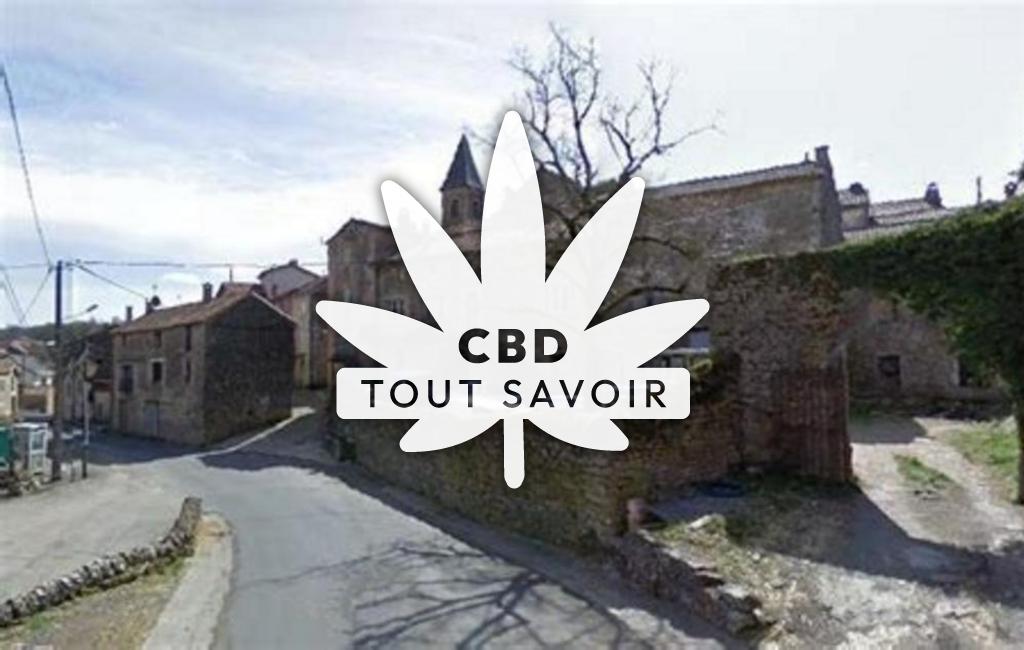 Village à Saint-Beaulize avec feuille Cannabis CBD