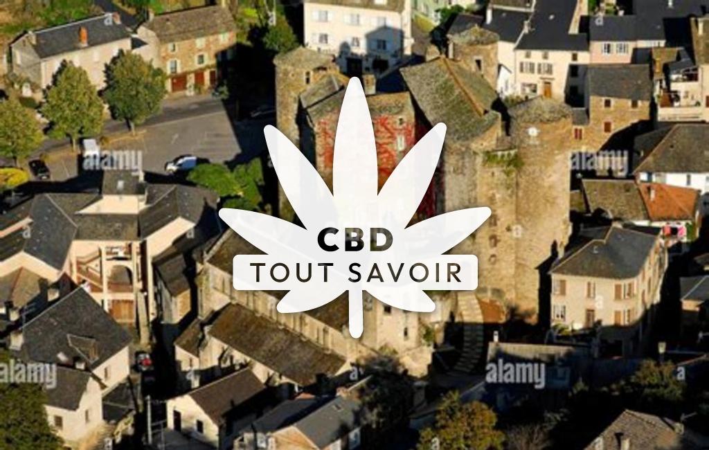 Village à Coupiac avec feuille Cannabis CBD