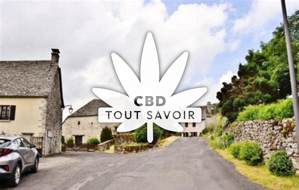 Village à Saint-Juery avec feuille Cannabis CBD