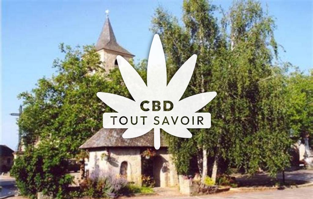 Village à Campuac avec feuille Cannabis CBD