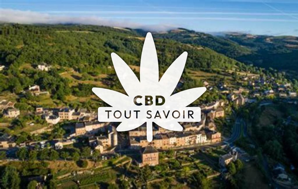 Village à Saint-Beauzely avec feuille Cannabis CBD