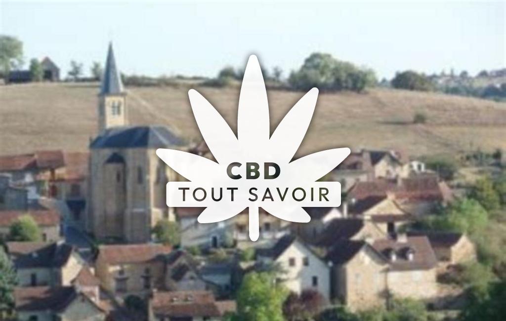 Village à Naussac avec feuille Cannabis CBD