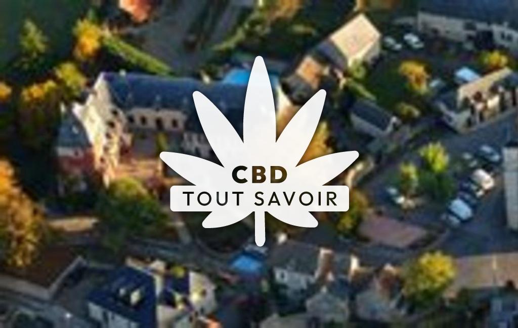 Village à Sebazac-Concoures avec feuille Cannabis CBD