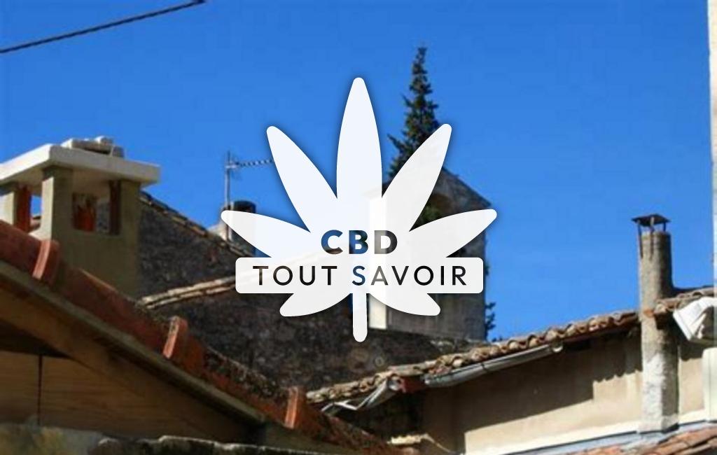 Village à Saint-Etienne-du-Gres avec feuille Cannabis CBD