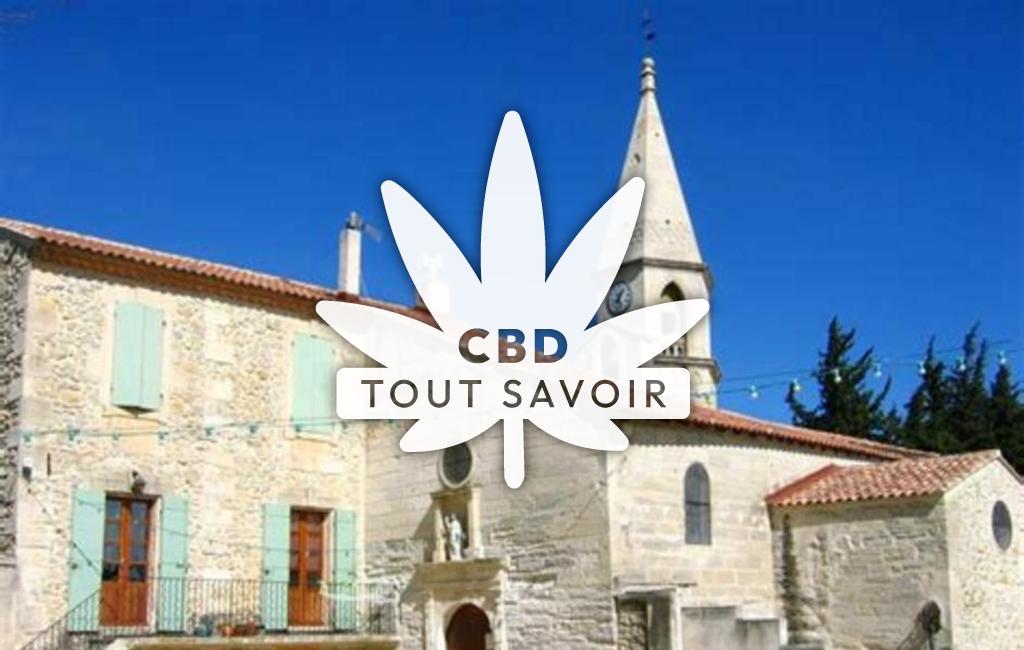 Village à Saint-Pierre-de-Mezoargues avec feuille Cannabis CBD