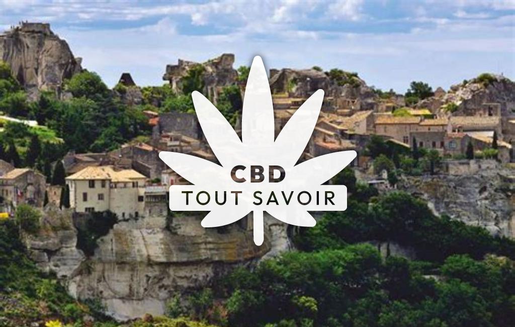 Village à Les-Baux-de-Provence avec feuille Cannabis CBD
