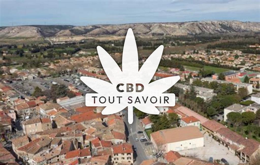Village à Senas avec feuille Cannabis CBD