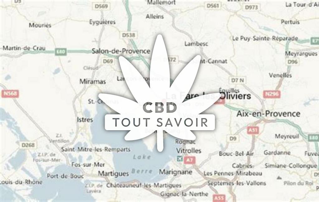 Village à La-Fare-les-Oliviers avec feuille Cannabis CBD
