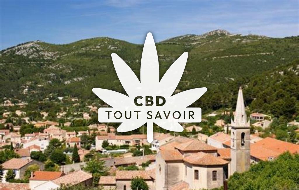 Village à Cuges-les-Pins avec feuille Cannabis CBD
