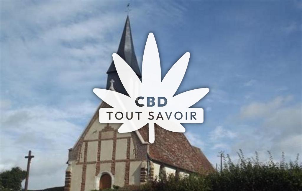 Village à Saint-Denis-de-Mailloc avec feuille Cannabis CBD
